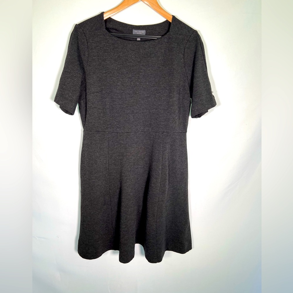 Grey knit shirt sleeve dress